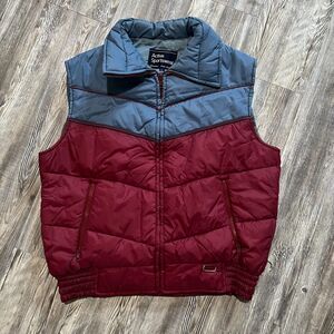 Vintage 80s JCPenney Active Sportswear Puffer Vest Burgundy Gray Korea L
